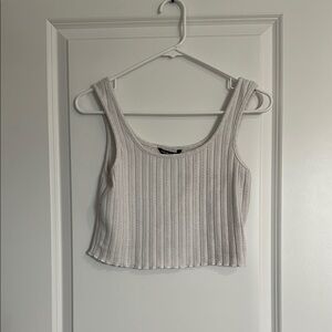 SHEIN Gray Ribbed Crop Tank Top